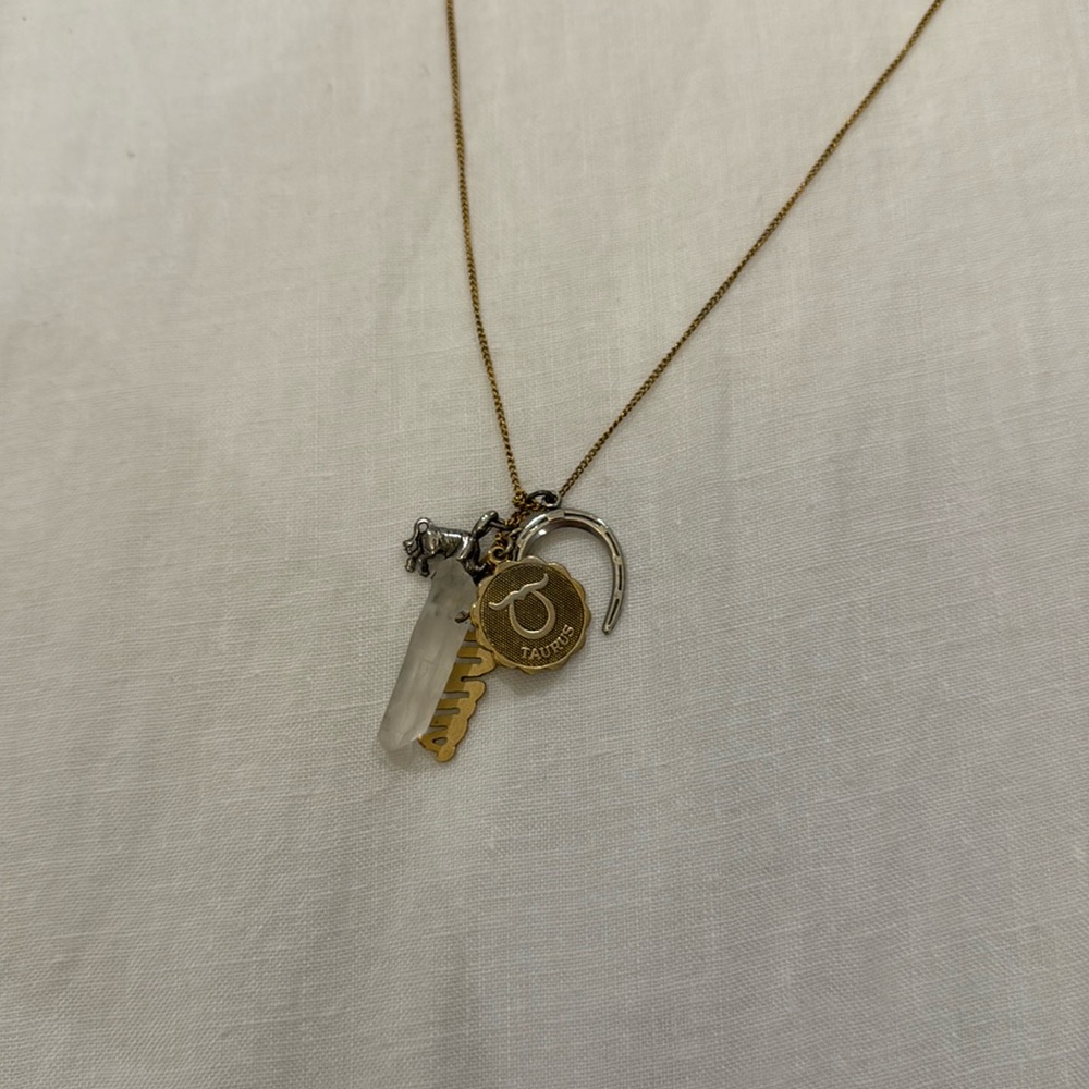 Taurus charm necklace adjustable gold and silver